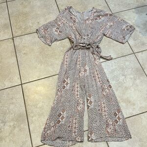 Dress Forum Patterned Jumpsuit in Gray and Brown